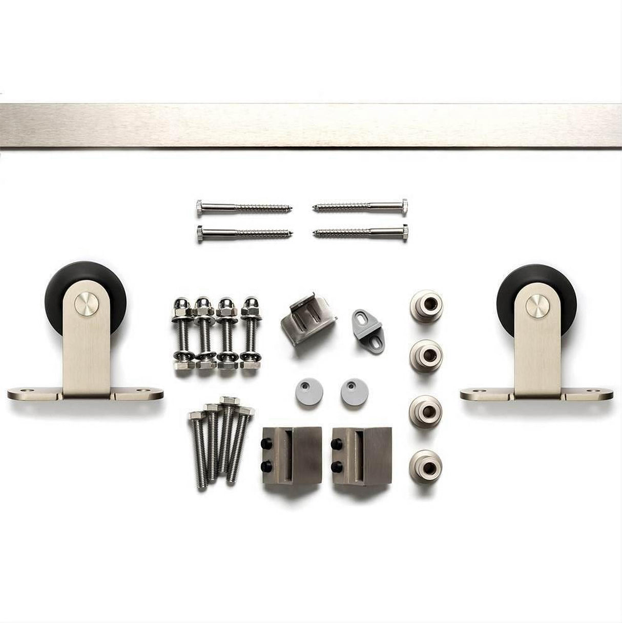 Sure-Loc Hardware Sure-Loc BARN-2KIT96 15 96 Top Mounted Roller Inch Barn Door Track System Satin Nickel