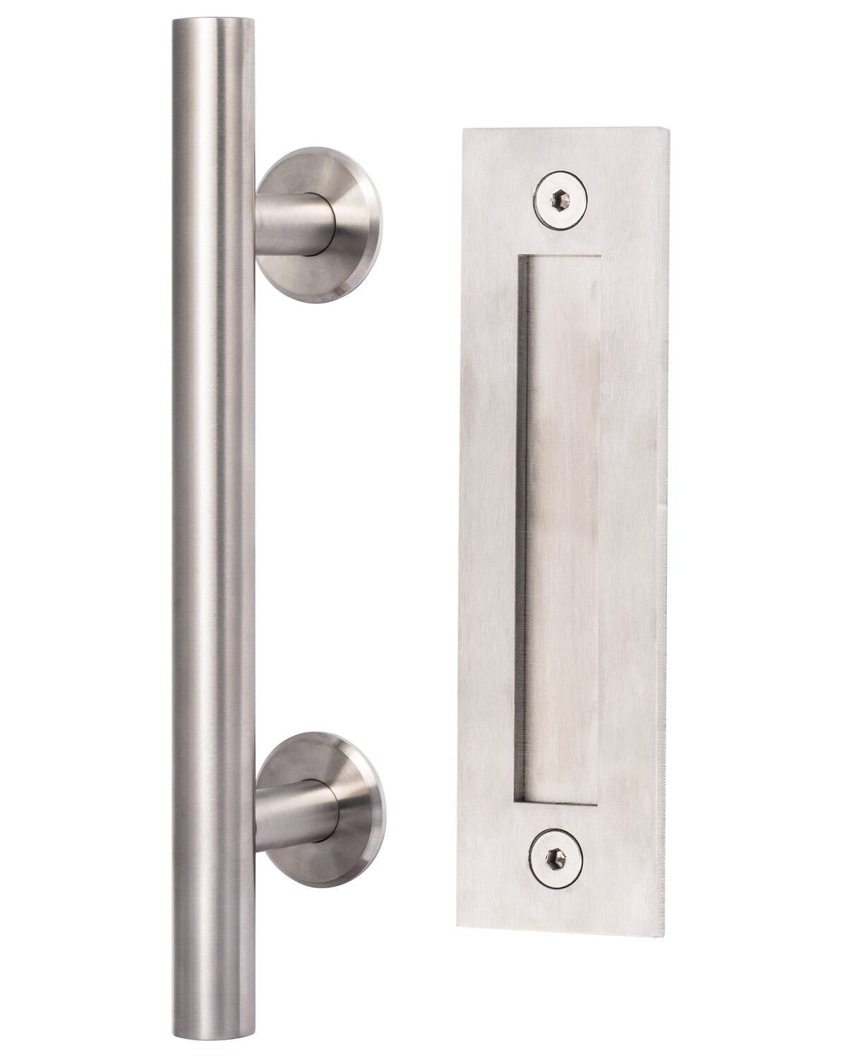 Sure-Loc Hardware Sure-Loc BARN-RD3 32D Barn Door Handle 12 Inch Ladder With Flush Handle Satin Stainless