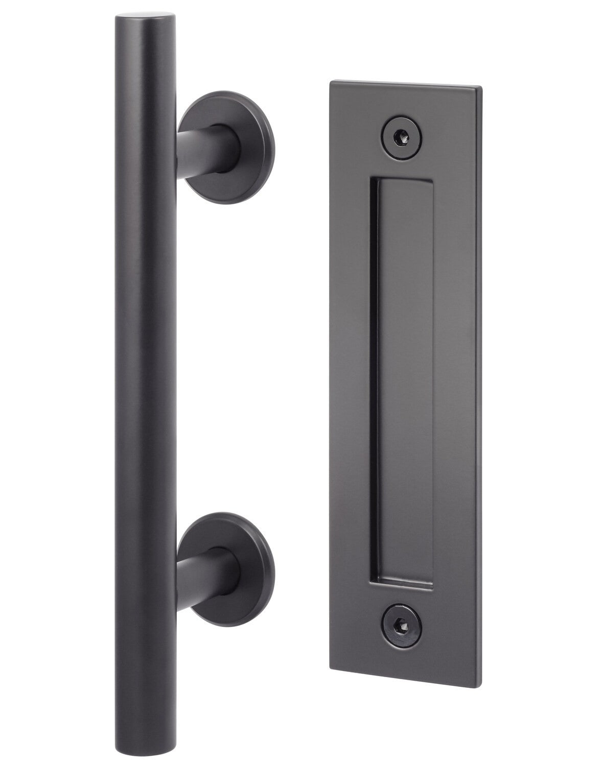 Sure-Loc Hardware Sure-Loc BARN-RD3 FBL Barn Door Handle 12 Inch Ladder With Flush Handle Flat Black