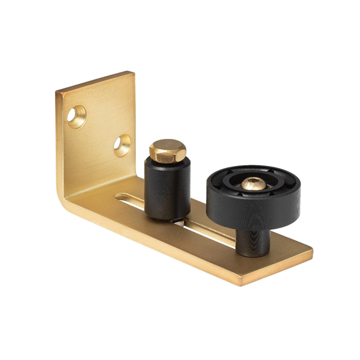 Sure-Loc Hardware Sure-Loc BARN-RGD2 SB Wall Mounted Barn Track Adjustable Roller Guide Satin Brass