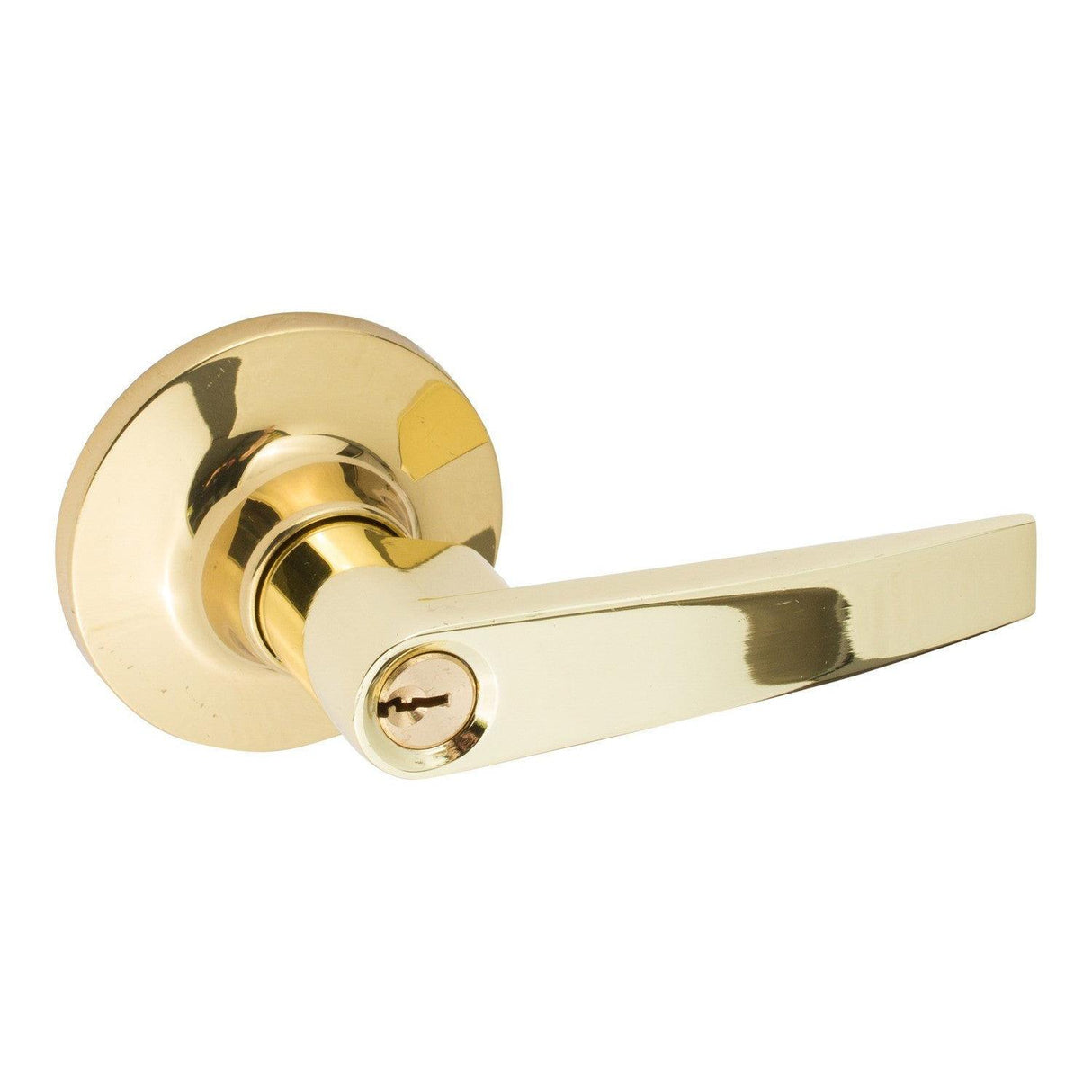 Sure-Loc Hardware Sure-Loc CD107 3 Cedar Keyed Entry Door Lever Polished Brass