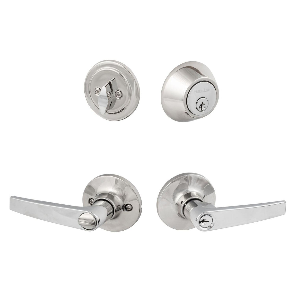 Sure-Loc Hardware Sure-Loc CD107/DB201 26 Cedar Keyed Entry Door Lever with Deadbolt Polished Chrome
