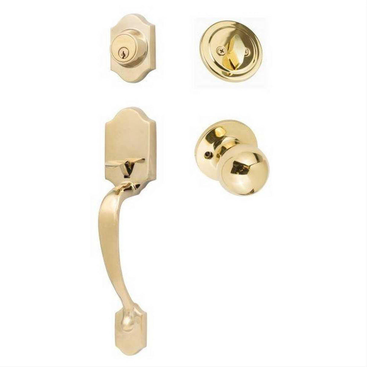 Sure-Loc Hardware Sure-Loc CR507-TA 3 Coral Handleset with Tahoe Handleset Trim Polished Brass