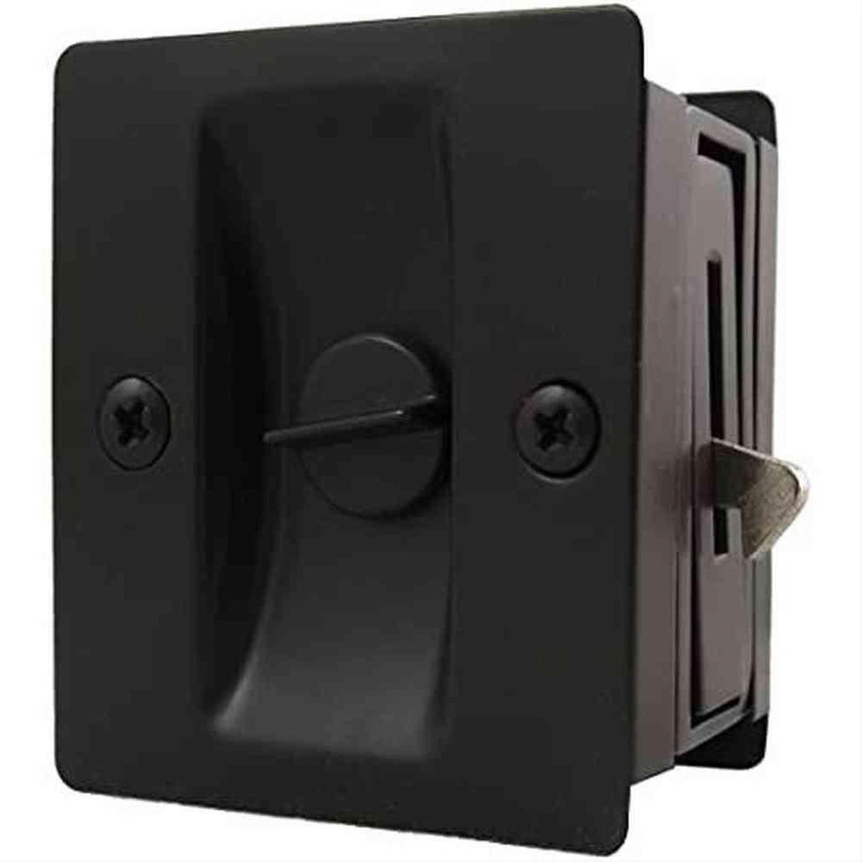 Sure-Loc Hardware Sure-Loc DP712 FBL Square Pocket Door Pull - Privacy Flat Black