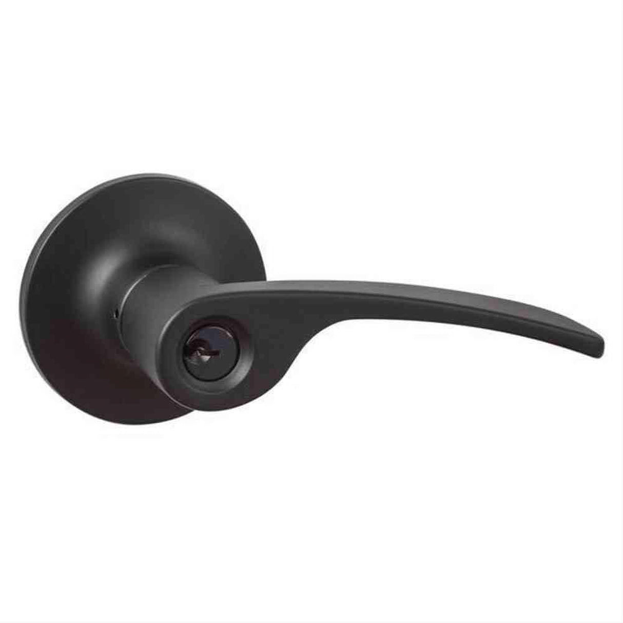 Sure-Loc Hardware Sure-Loc EG107 FBL Edge Grade 2 Keyed Right Handed Door Lever with Round Rosette Flat Black