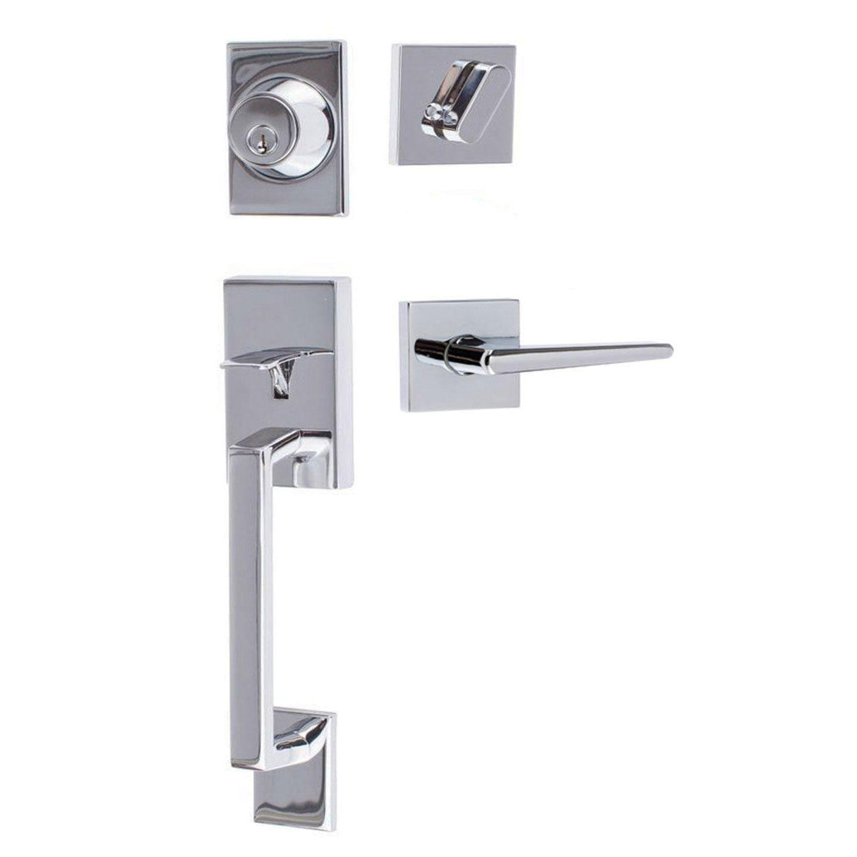 Sure-Loc Hardware Sure-Loc KN507-S-BS-SQ 26 Koln Handleset with Basel Square Handleset Trim Polished Chrome