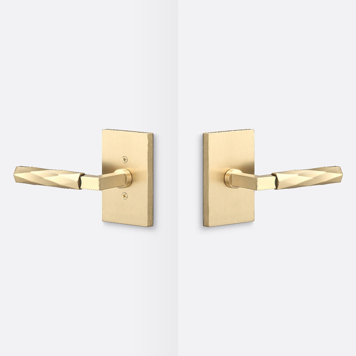 Sure-Loc Hardware Sure-Loc LV101 SB GRIP-VT SB-GRIP-VT Vertex Grip Passage Door Lever with Levanto Rosette Satin Brass