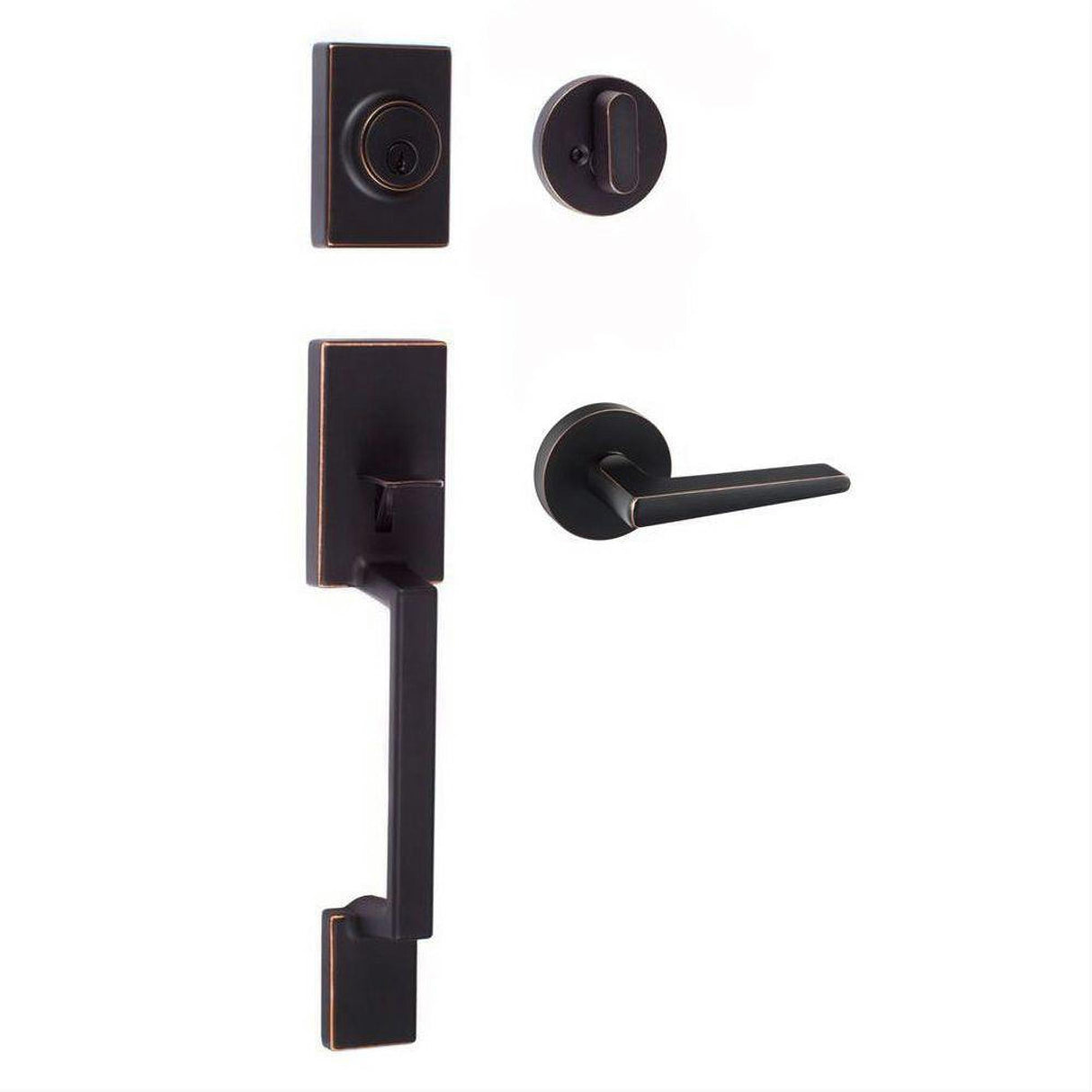 Sure-Loc Hardware Sure-Loc SH507-R-BS-RD 11P Stockholm Handleset with Basel Round Handleset Trim Vintage Bronze