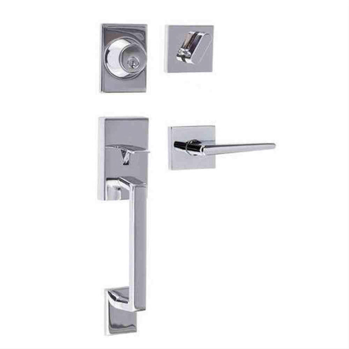 Sure-Loc Hardware Sure-Loc SH507-S-BS-SQ 26 Stockholm Handleset with Basel Square Handleset Trim Polished Chrome