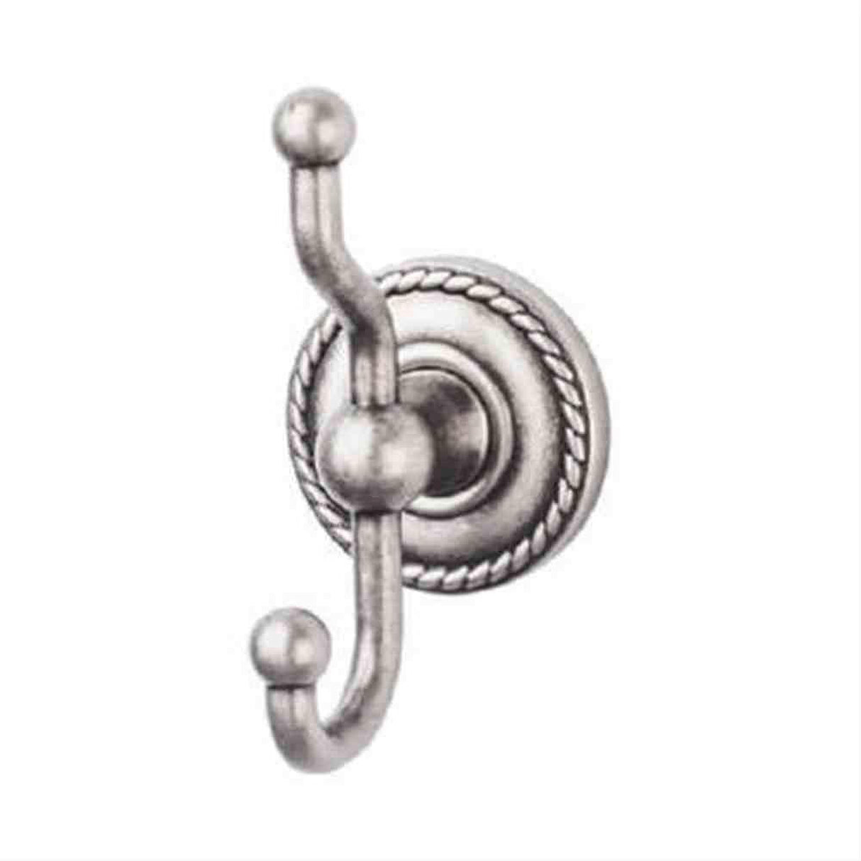 Top Knobs ED2APF ED2 Edwardian Bath Double Robe Hook Rope Backplate Antique Pewter