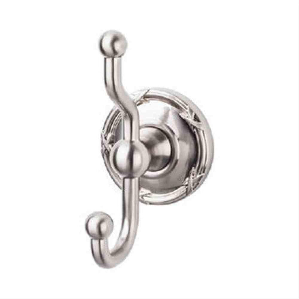 Top Knobs ED2BSNE Edwardian Bath Double Robe Hook Ribbon Backplate Brushed Satin Nickel