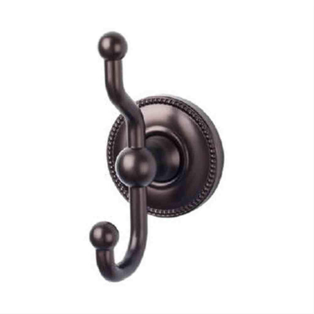 Top Knobs ED2ORBA Edwardian Bath Double Robe Hook Beaded Backplate Oil Rubbed Bronze