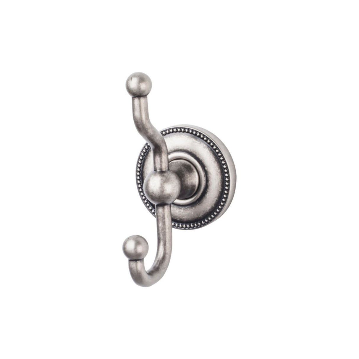 Top Knobs Edwardian Bath Double Robe Hook Beaded Backplate