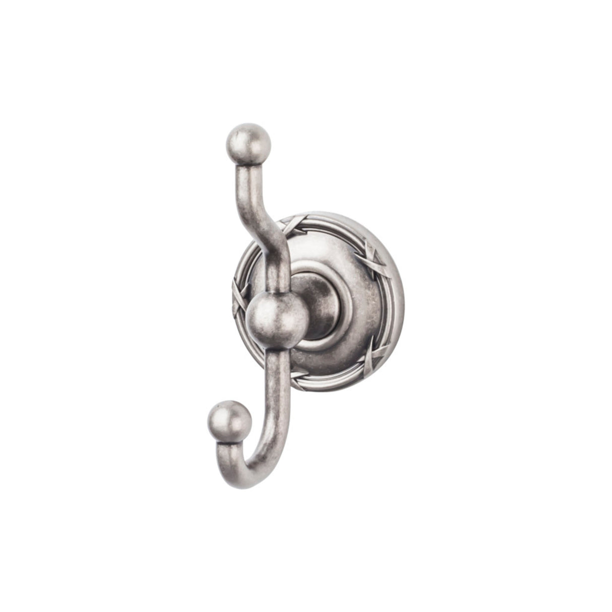 Top Knobs Edwardian Bath Double Robe Hook Ribbon Backplate