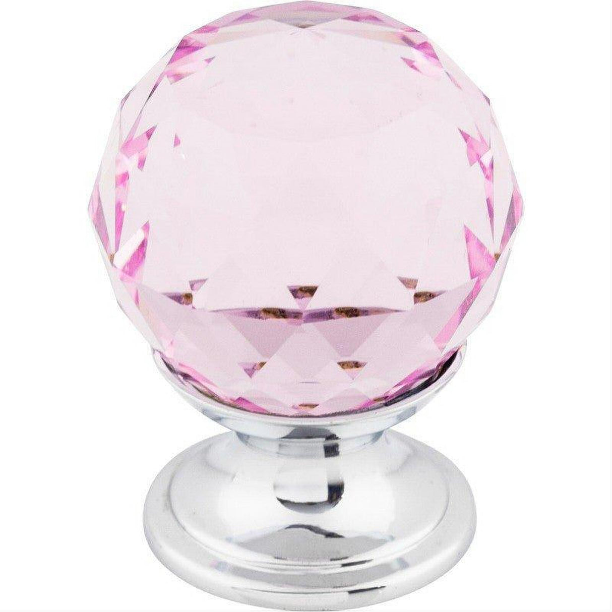 Top Knobs TK117PC TK117 Pink Crystal 1 1/8" Diameter Mushroom Cabinet Knob Polished Chrome