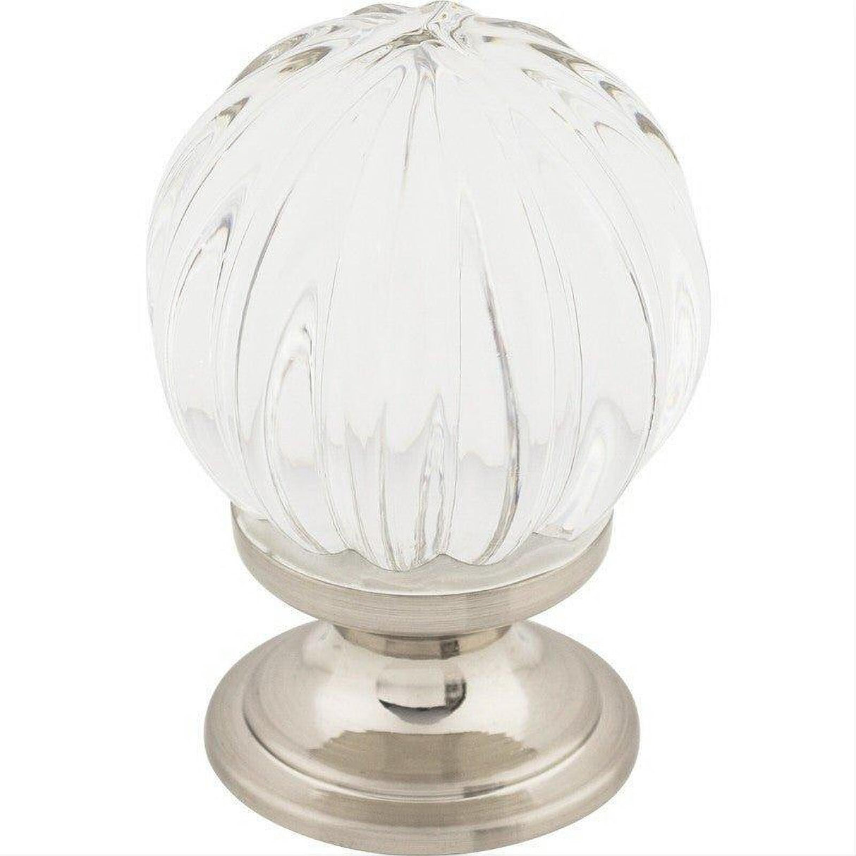 Top Knobs TK127BSN TK127 Clear Melon Crystal 1 1/8" Diameter Mushroom Cabinet Knob Brushed Satin Nickel