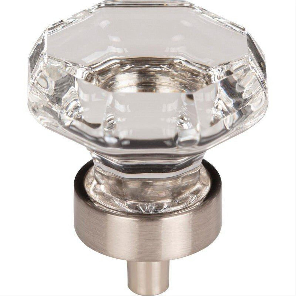 Top Knobs TK128BSN TK128 Clear Octagon Crystal 1 3/8" Length Geometric Cabinet Knob Brushed Satin Nickel