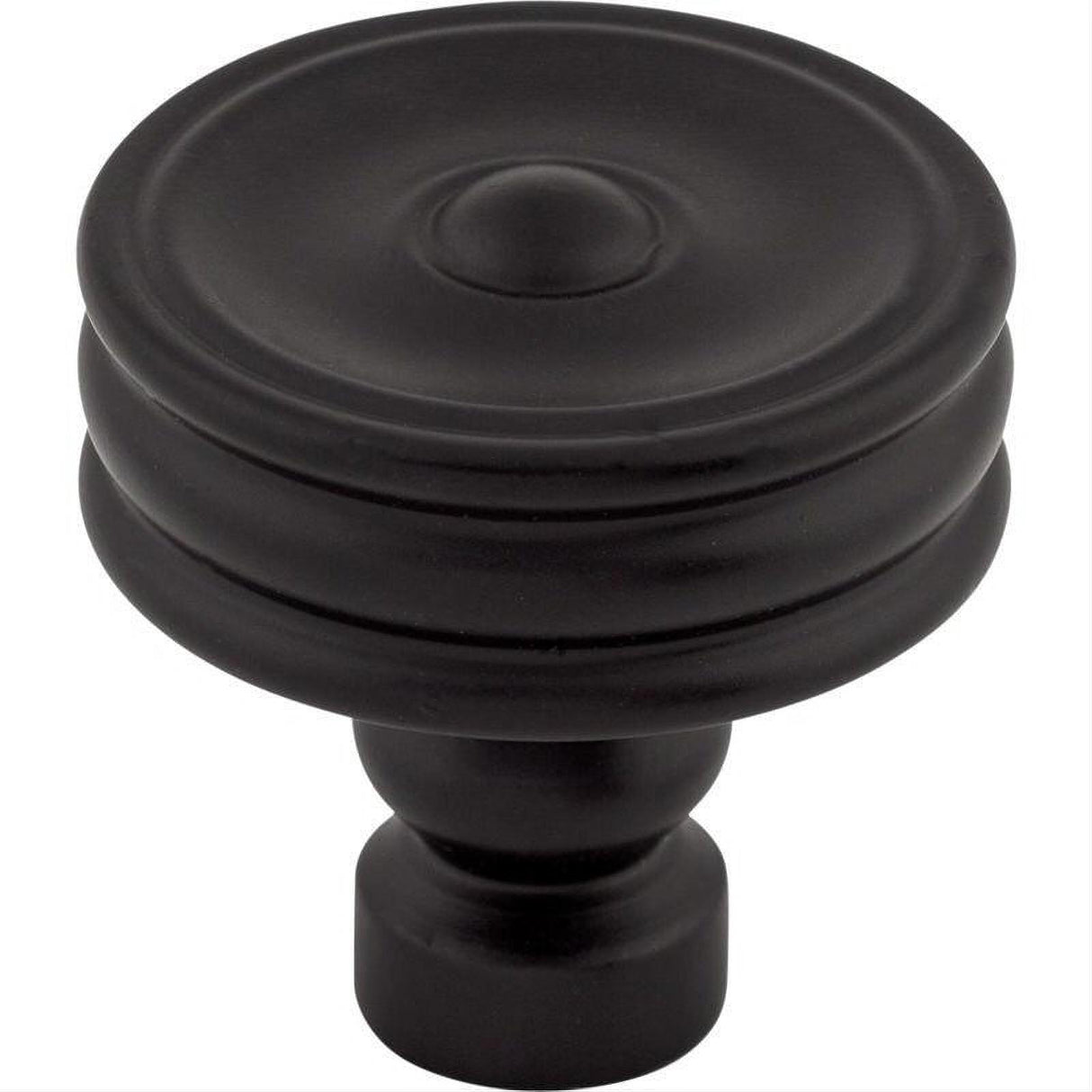 Top Knobs TK881BLK TK881 Brixton Ridged 1 1/4" Diameter Mushroom Cabinet Knob Flat Black
