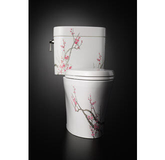 Toto CST794EF#01-PL plum tree waza miyabi elongated bowl toilet and tank less seat