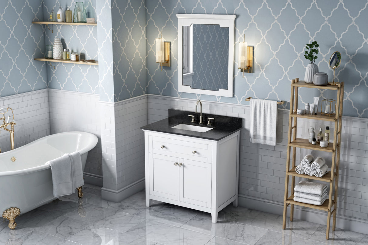 Jeffrey Alexander Chatham 36" White Single Sink Bathroom Vanity with Black Granite Top - 8 in. Widespread Faucet Top product image 7