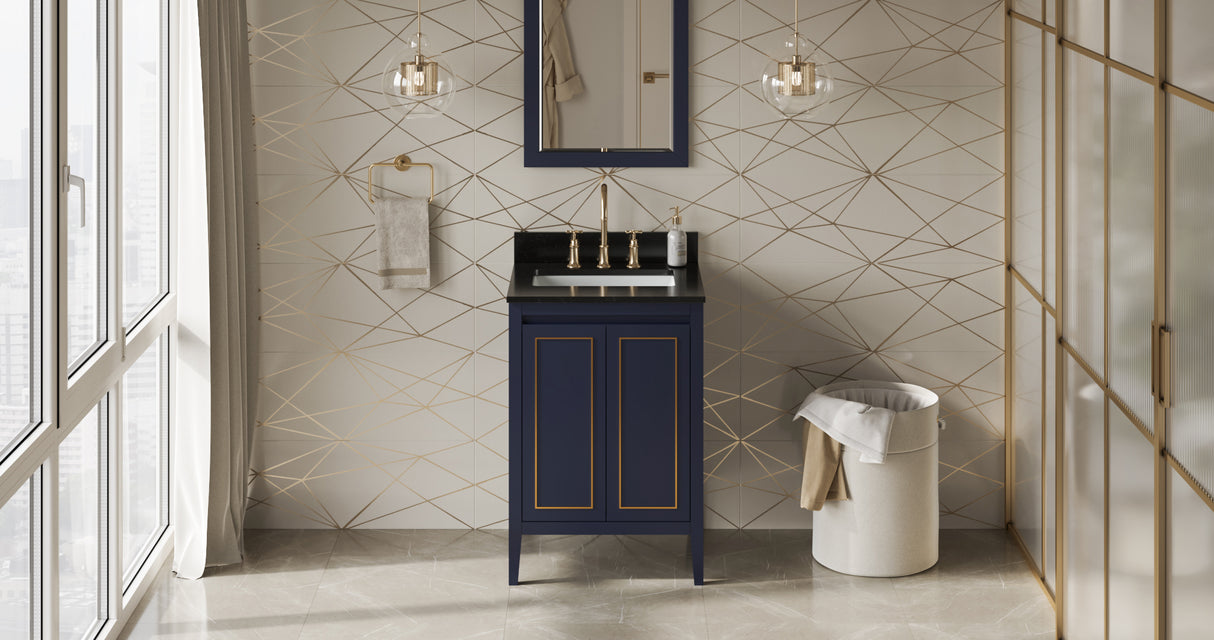 Jeffrey Alexander Percival 24" Hale Blue Single Sink Bathroom Vanity with Black Granite Top - 8 in. Widespread Faucet Top product image 6