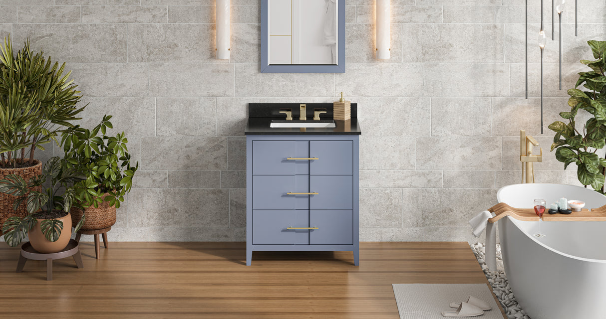 Jeffrey Alexander Katara 30" Blue Steel Single Sink Bathroom Vanity with Black Granite Top - 8 in. Widespread Faucet Top product image 6