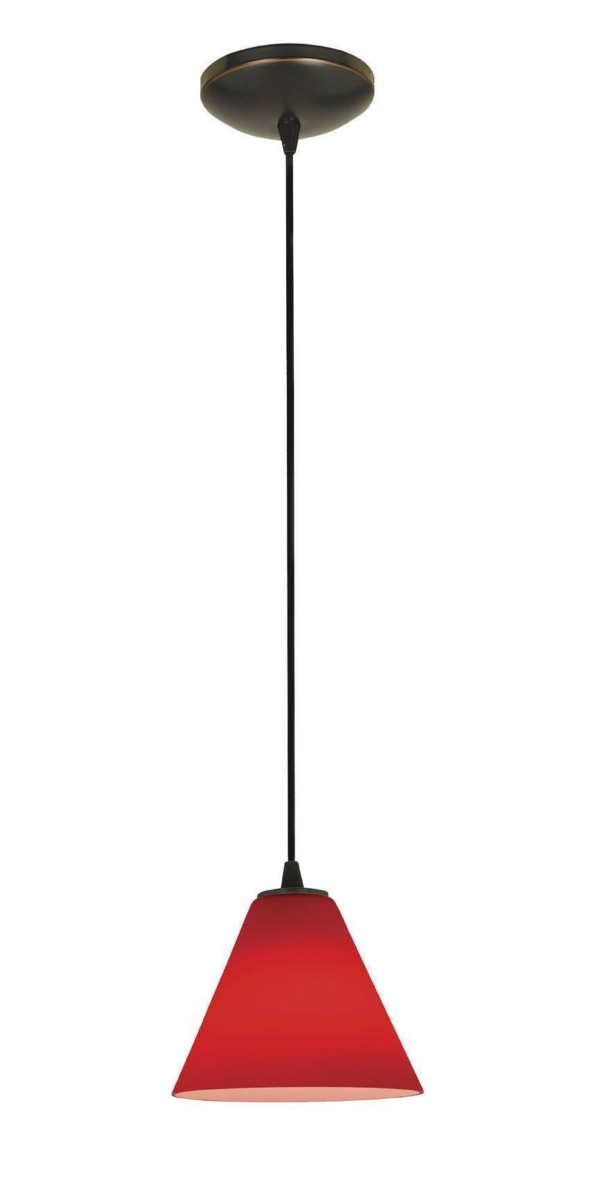 Access Lighting 28004-1C-ORB/RED oil rubbed bronze / red glass pendant light