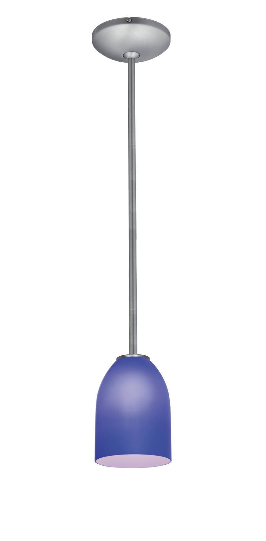 Access Lighting 28012-1R-BS/COB brushed steel / cobalt blue glass pendant light