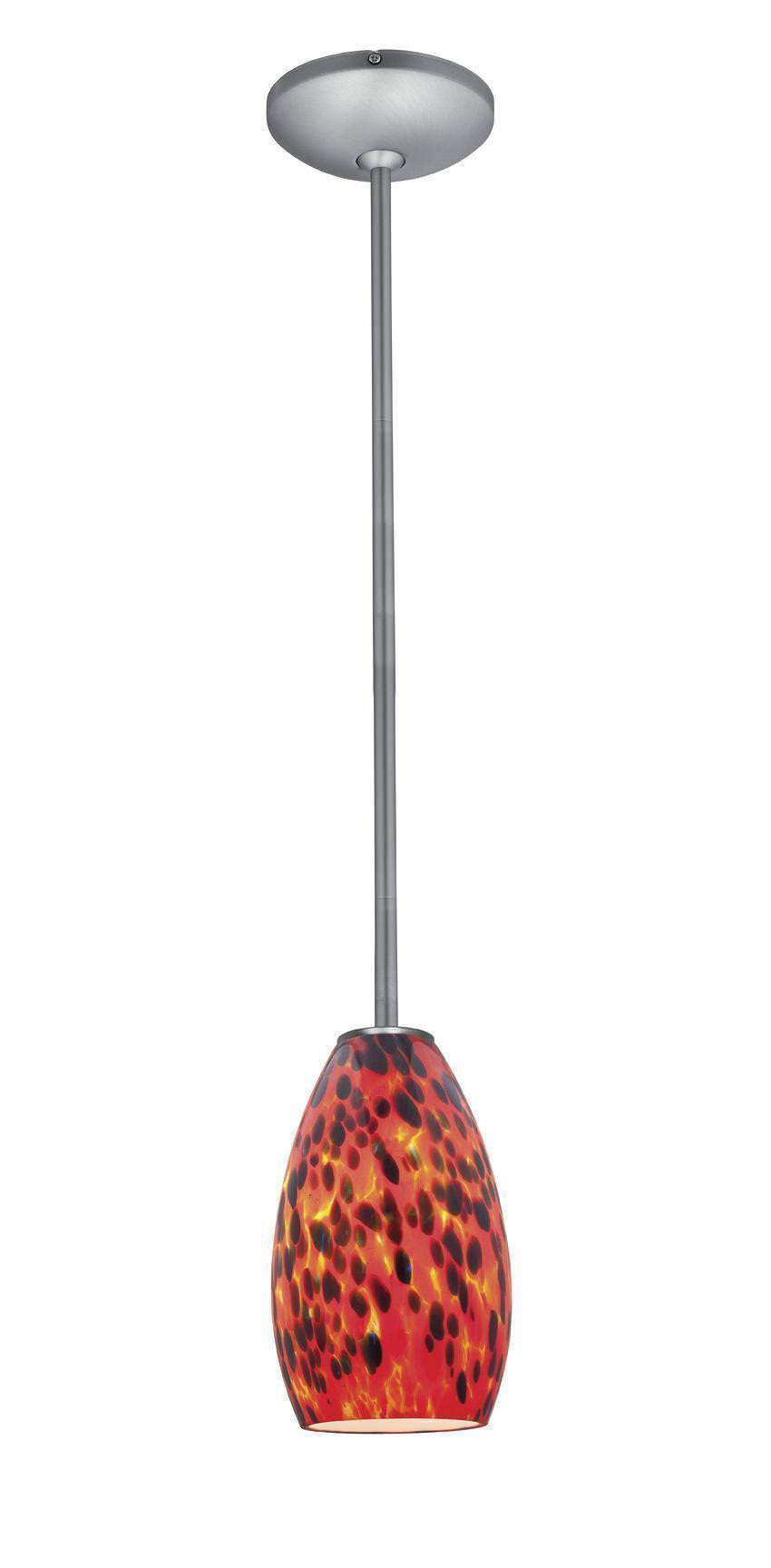 Access Lighting 28012-1R-BS/CRN brushed steel / carnival glass pendant light