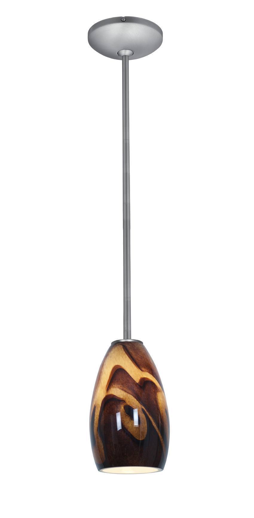 Access Lighting 28012-1R-BS/ICA brushed steel / inca glass pendant light