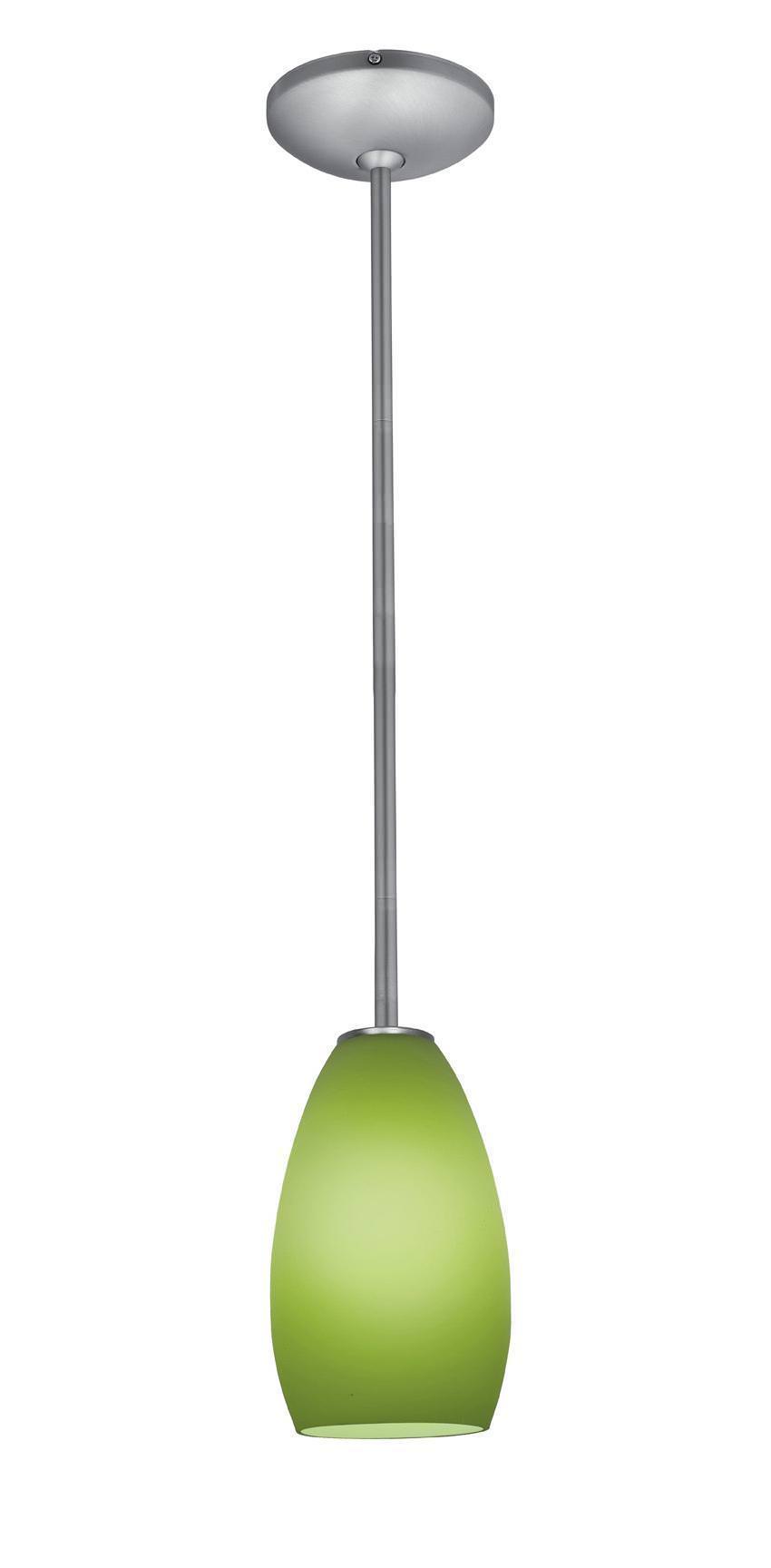 Access Lighting 28012-1R-BS/LGR brushed steel / light green glass pendant light
