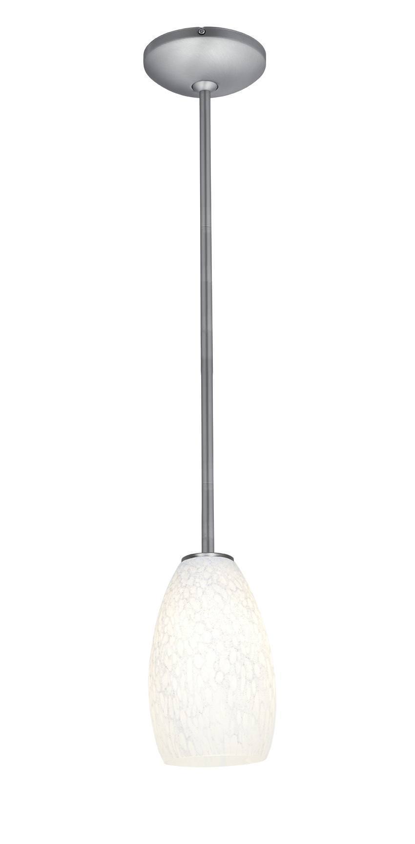 Access Lighting 28012-1R-BS/WHST brushed steel / white stone glass pendant light