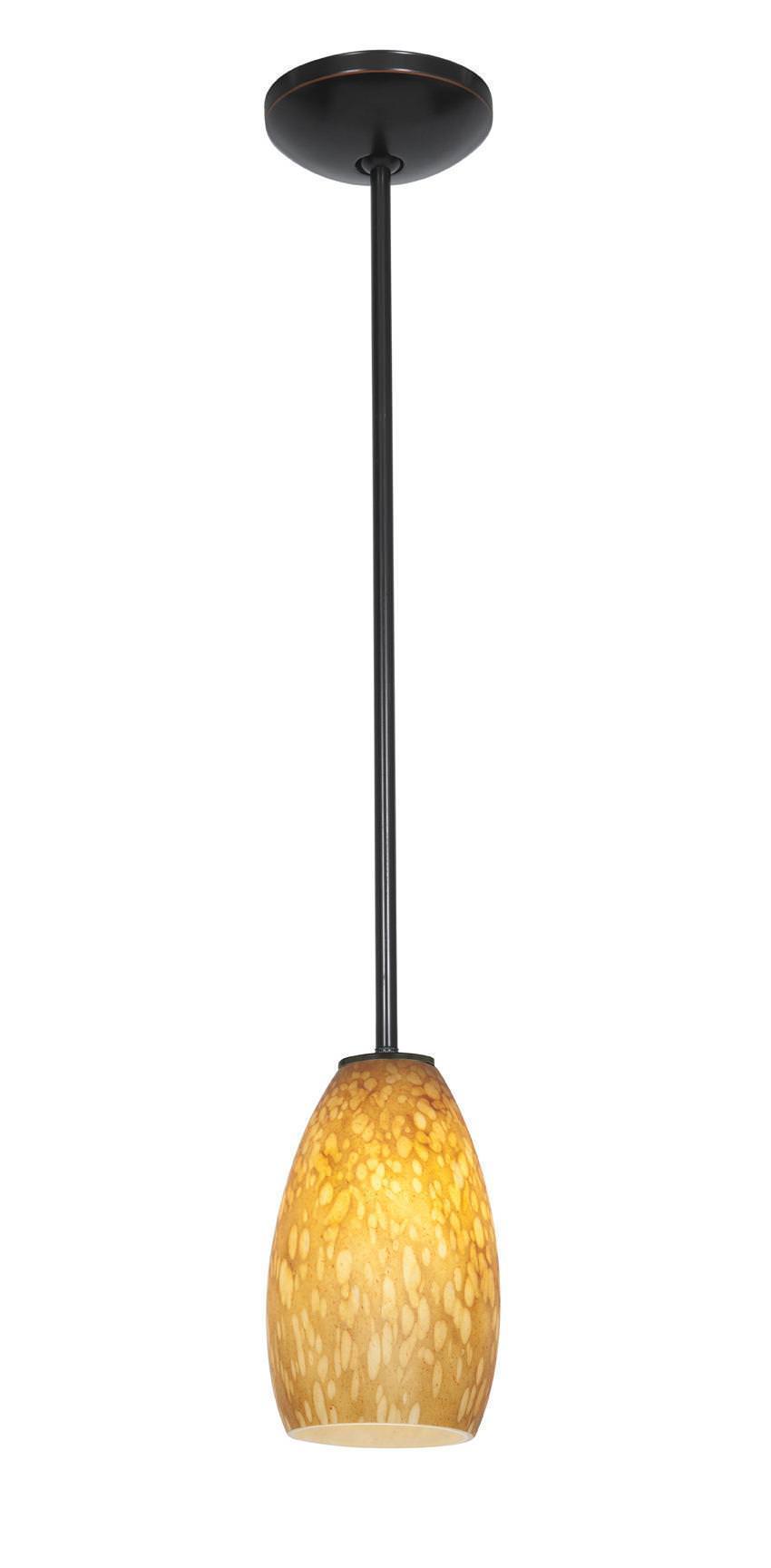 Access Lighting 28012-1R-ORB/AMST oil rubbed bronze / amber stone glass pendant light