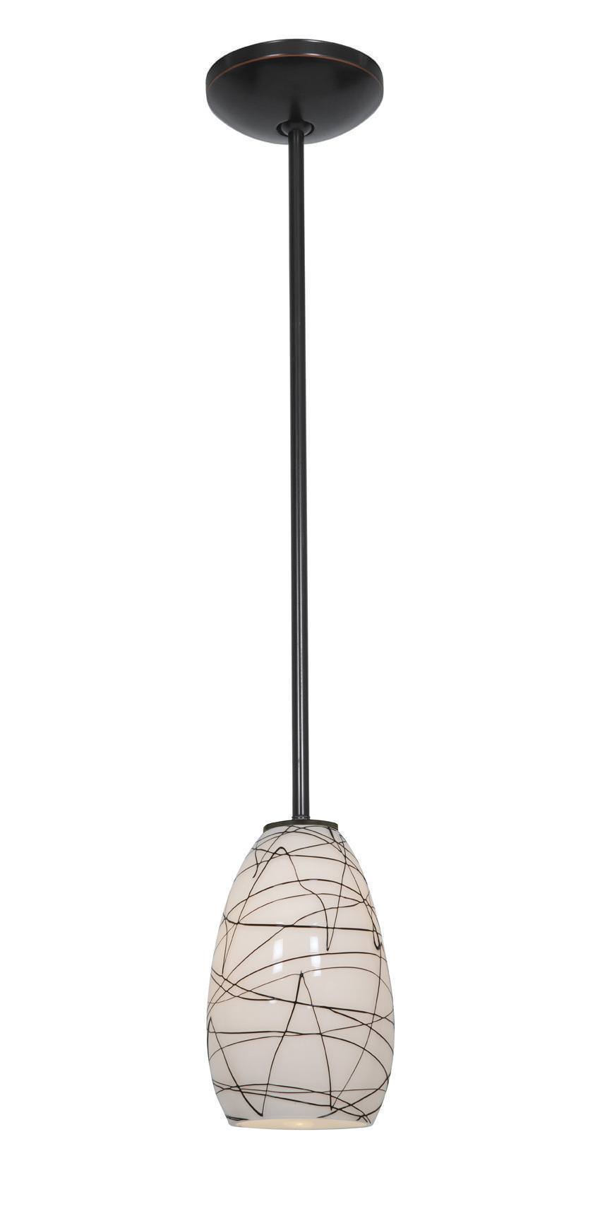 Access Lighting 28012-1R-ORB/BLWH oil rubbed bronze / black white glass pendant light