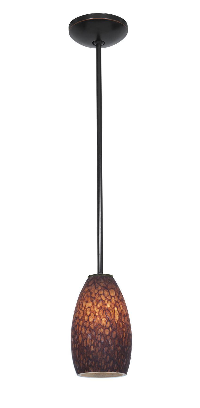 Access Lighting 28012-1R-ORB/BRST oil rubbed bronze / brown stone glass pendant light