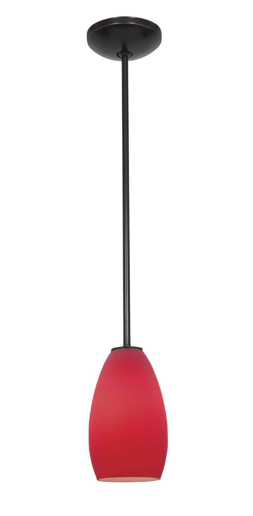 Access Lighting 28012-1R-ORB/RED oil rubbed bronze / red glass pendant light