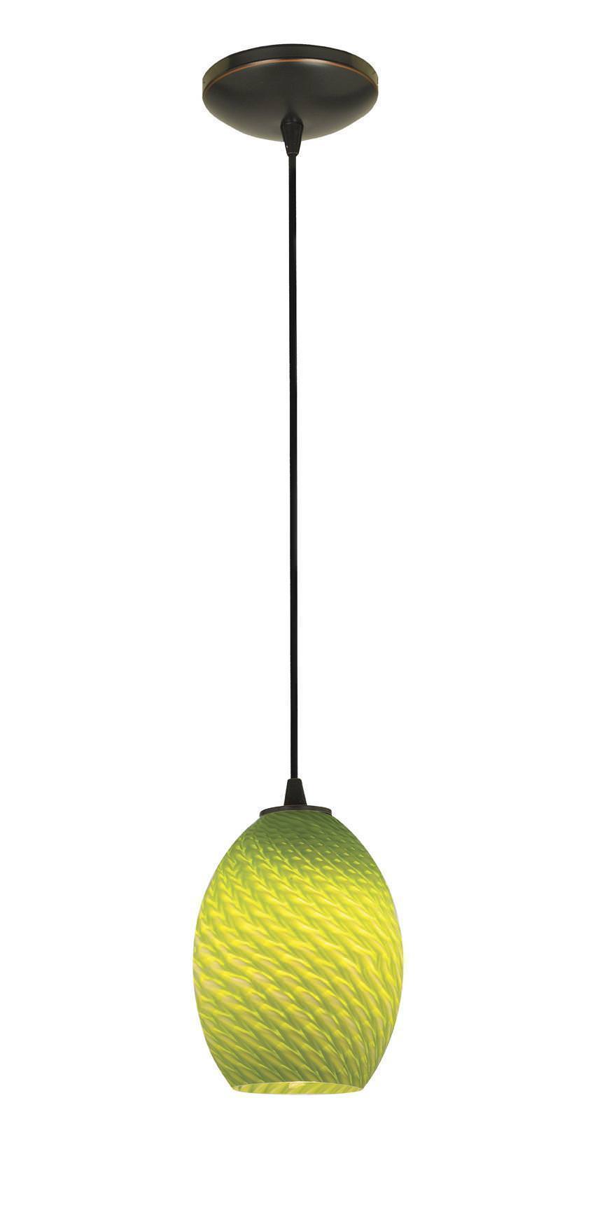 Access Lighting 28023-1C-ORB/LGRFB oil rubbed bronze / light green fire bird glass pendant light