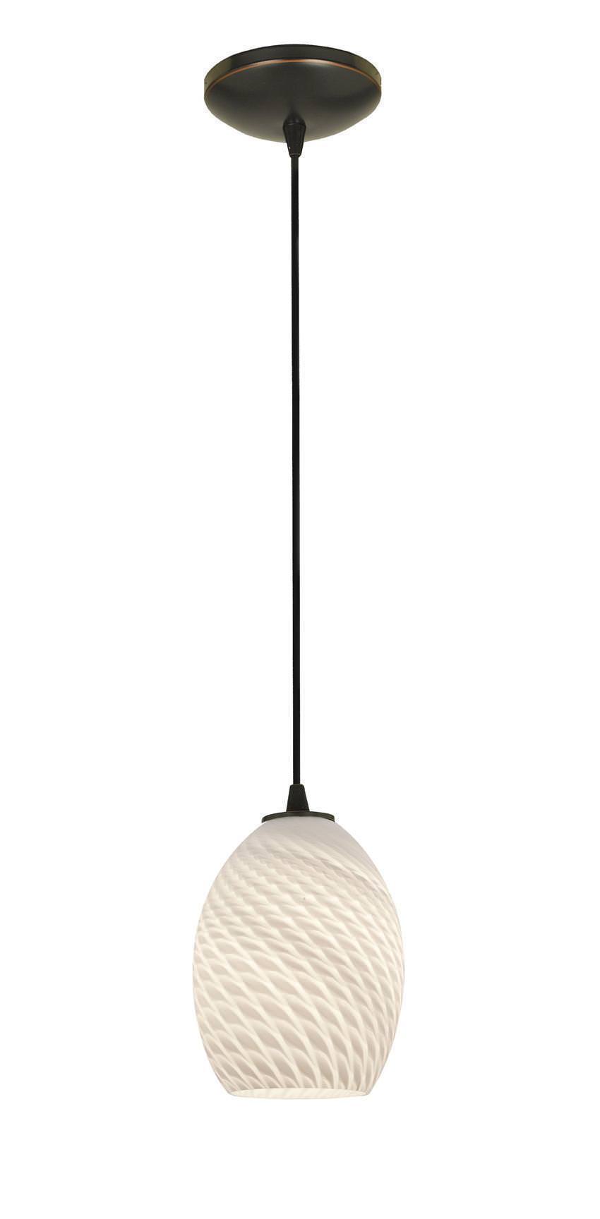Access Lighting 28023-1C-ORB/WHTFB oil rubbed bronze / white fire bird glass pendant light