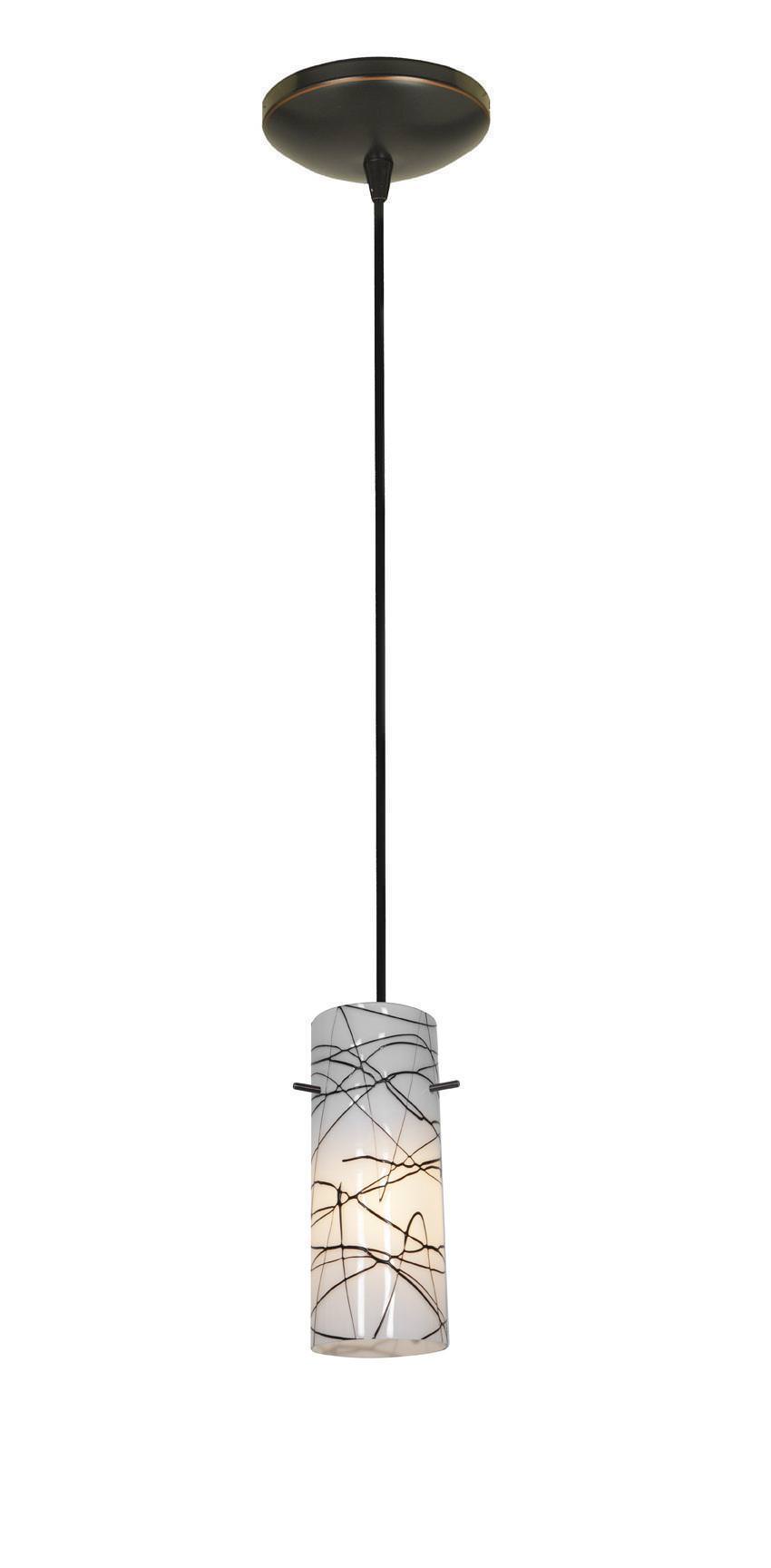 Access Lighting 28030-1C-ORB/BLWH oil rubbed bronze / black white glass pendant light