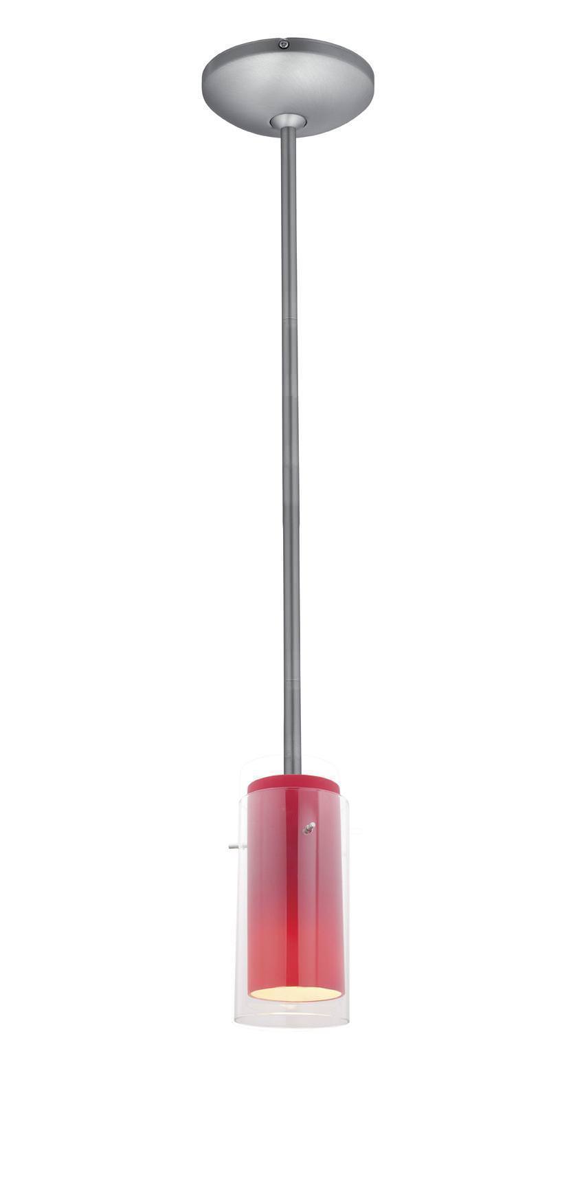 Access Lighting 28033-1R-BS/CLRD brushed steel / clear / red pendant light