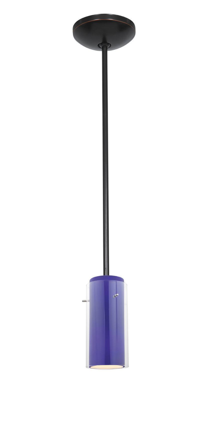 Access Lighting 28033-1R-ORB/CLCB oil rubbed bronze / clear outer / cobalt inner pendant light