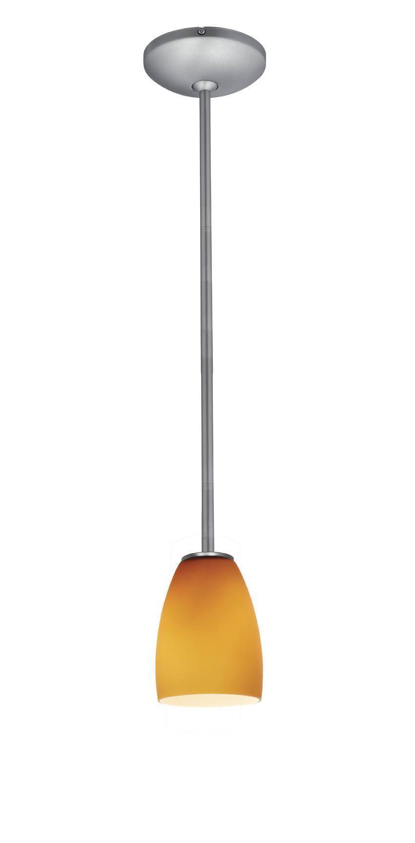 Access Lighting 28069-1R-BS/AMB brushed steel / amber glass pendant light