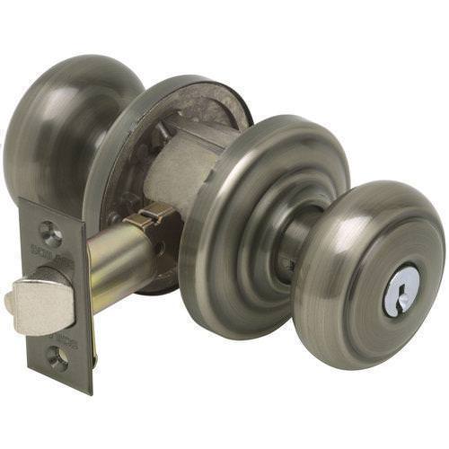 Schlage F51AAND620AND antique pewter keyed entry door knob