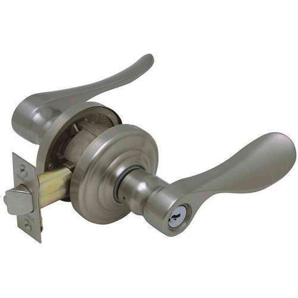 Schlage F51ACHP619AND satin nickel keyed entry door lever