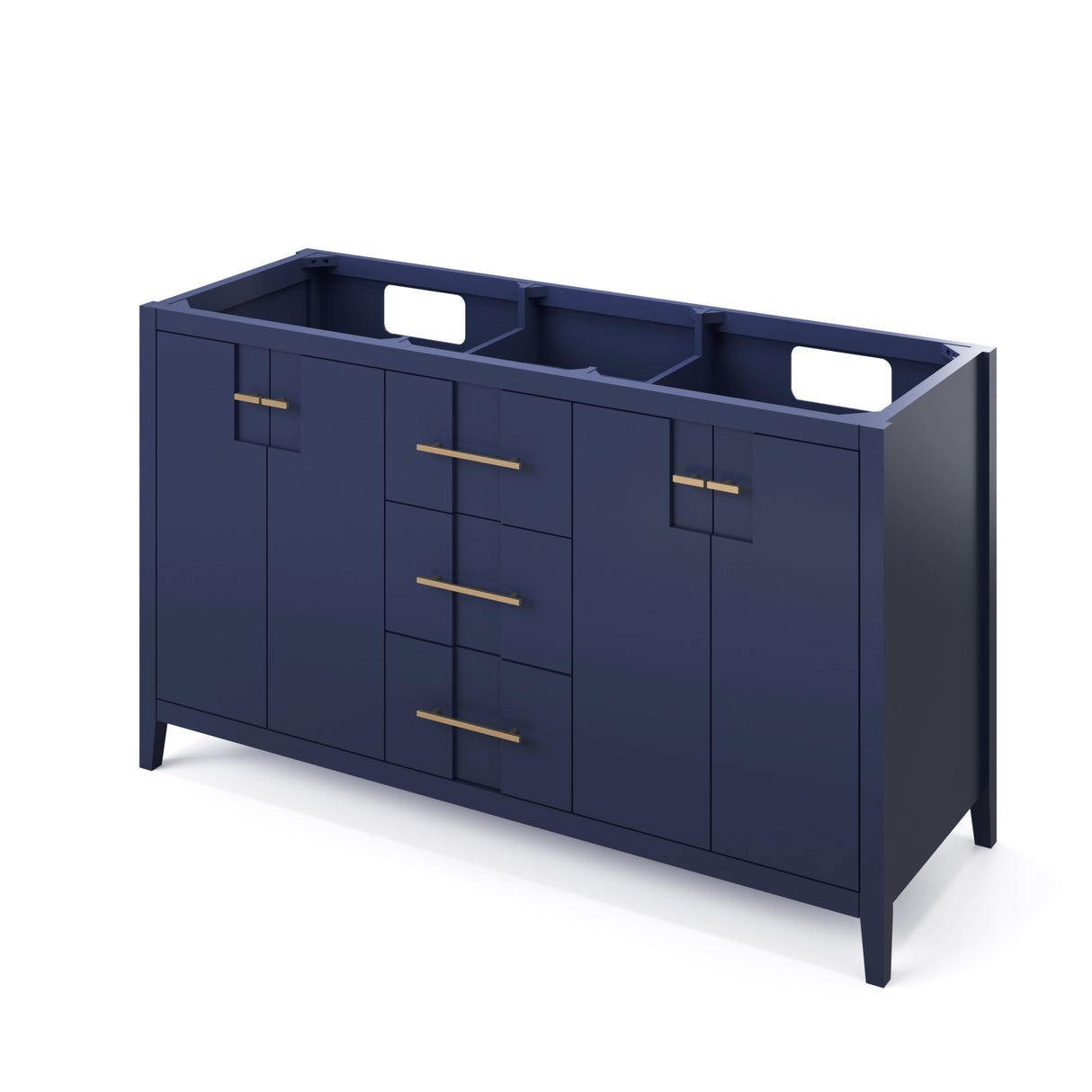 Jeffrey Alexander Katara 60" Hale Blue Double Sink Bathroom Vanity with White Quartz Top - 8 in. Widespread Faucet Top product image 2