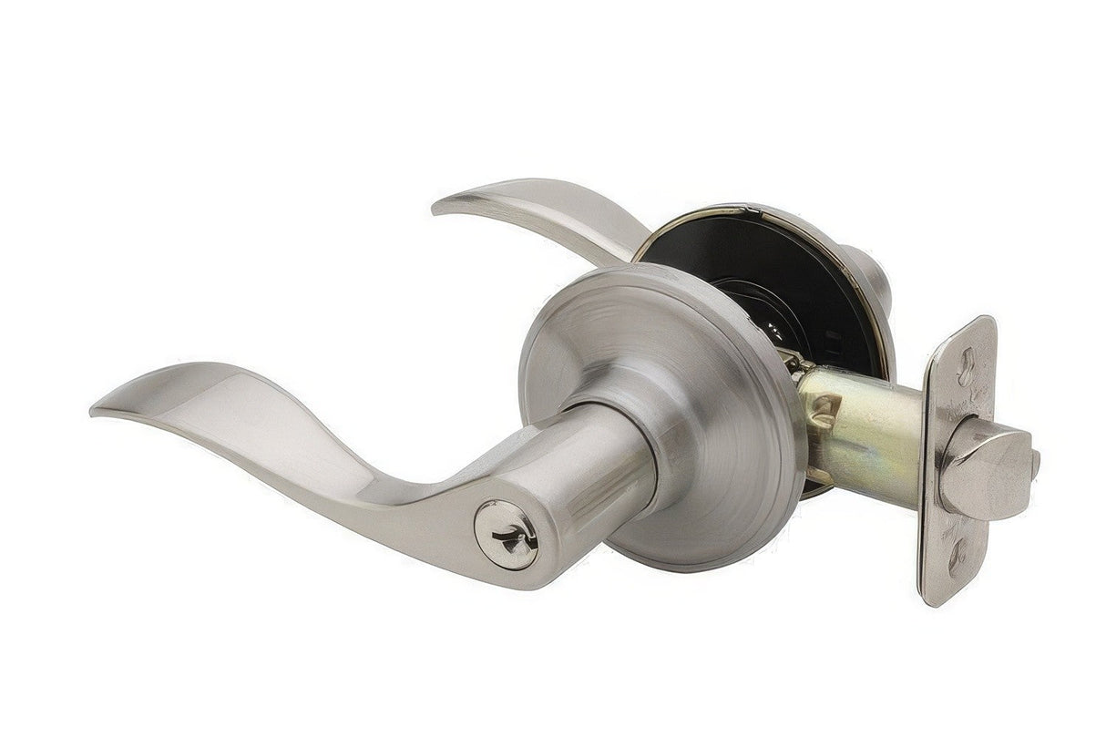 Copper Creek WL2240SS Waverlie keyed entry keyed entry door lever in satin stainless, additional view