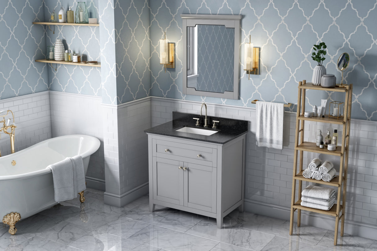 Jeffrey Alexander Chatham 36" Grey Single Sink Bathroom Vanity with Black Granite Top - 8 in. Widespread Faucet Top product image 7