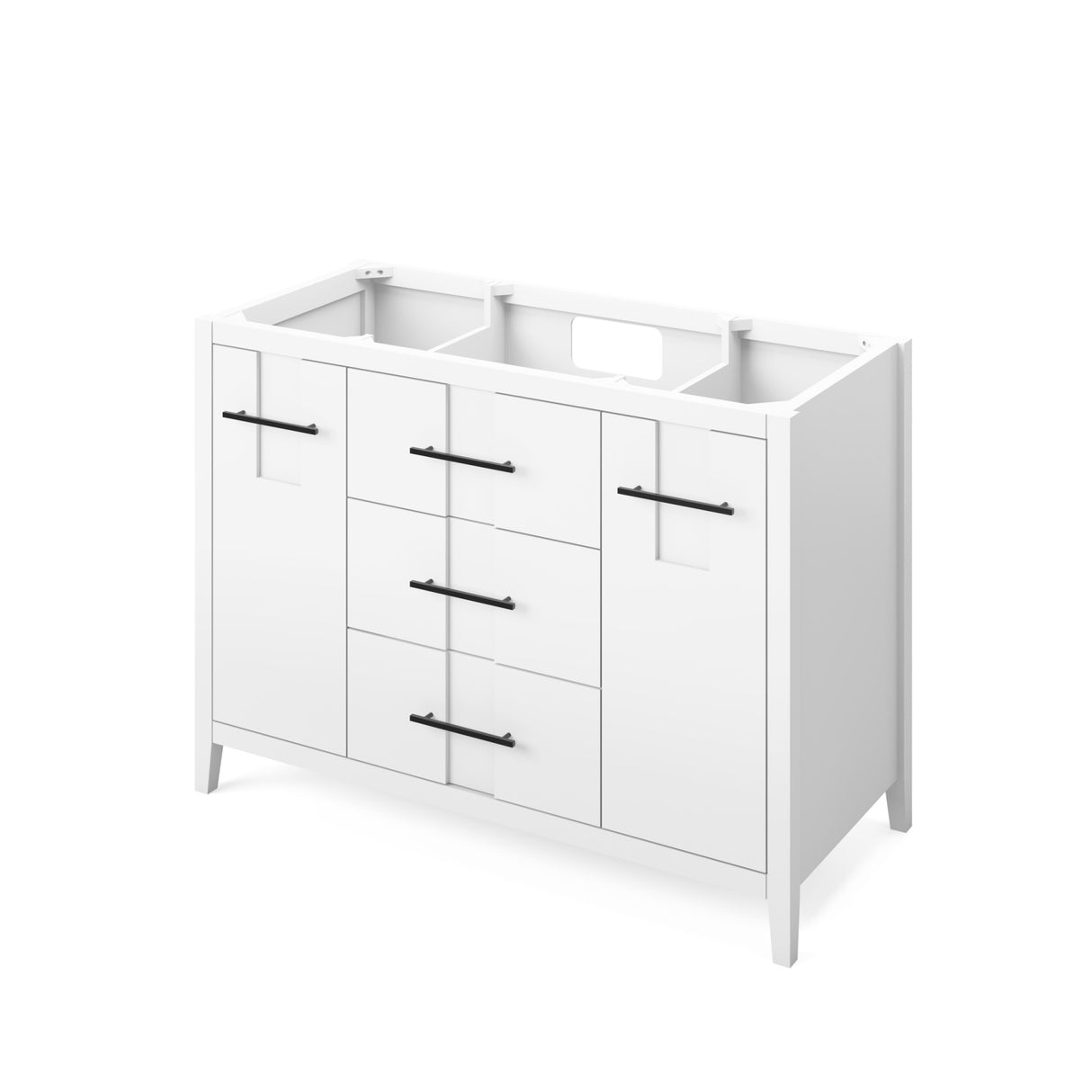 Jeffrey Alexander Katara 48" White Single Sink Bathroom Vanity with Calacatta Vienna Quartz Top - 8 in. Widespread Faucet Top product image 3