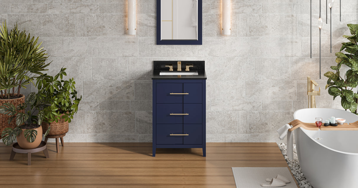 Jeffrey Alexander Katara 24" Hale Blue Single Sink Bathroom Vanity with Black Granite Top - 8 in. Widespread Faucet Top product image 6