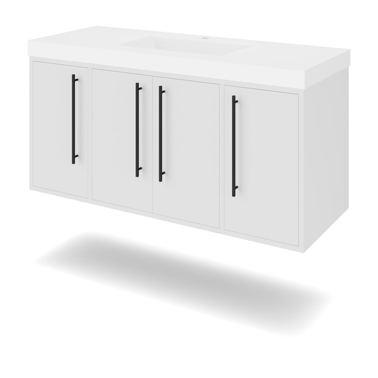 Jeffrey Alexander Tempest 48" White Single Sink Bathroom Vanity with White Resin Top - Single-Hole Faucet Top - VKTEM48WHRE